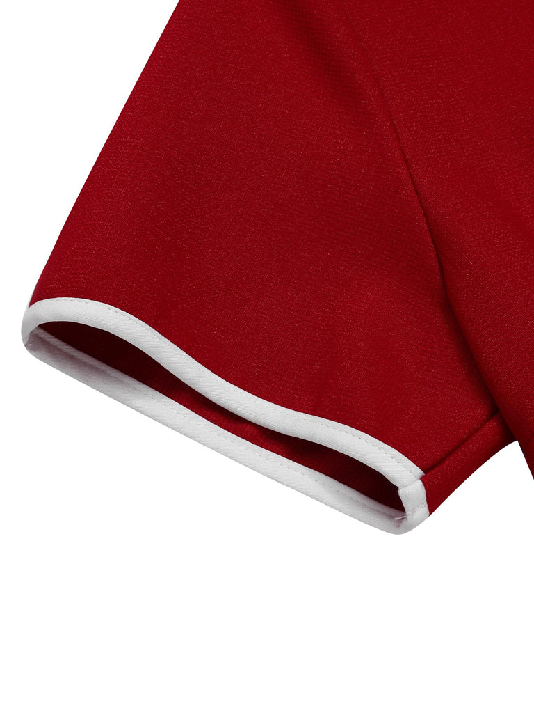 Robe rouge à poches et bordures unies des années 1960