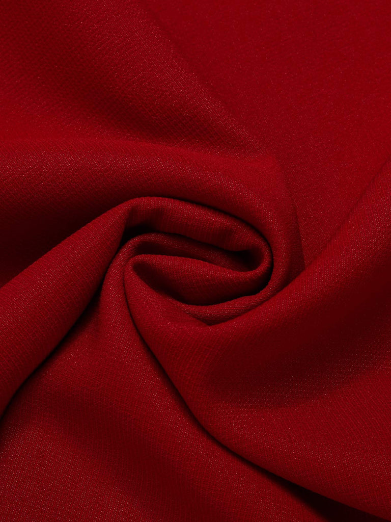 Robe rouge à poches et bordures unies des années 1960