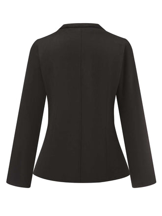 Manteau croisé à boutons noir uni des années 1950