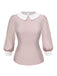 2PCS chemisier rose contrasté et robe grise des années 40