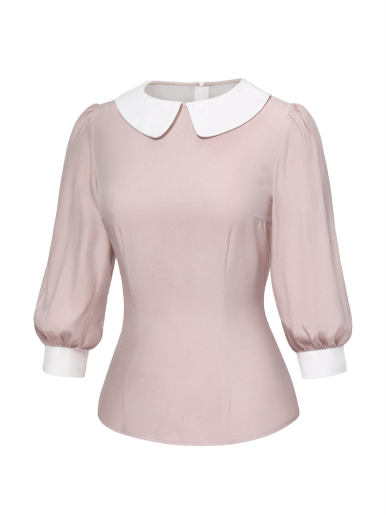 2PCS chemisier rose contrasté et robe grise des années 40