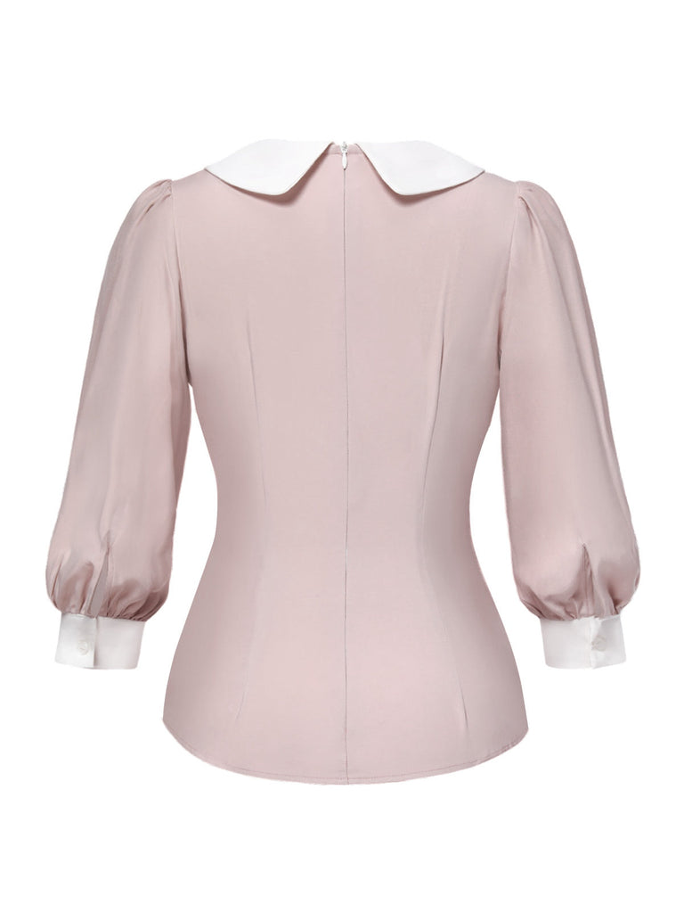 2PCS chemisier rose contrasté et robe grise des années 40