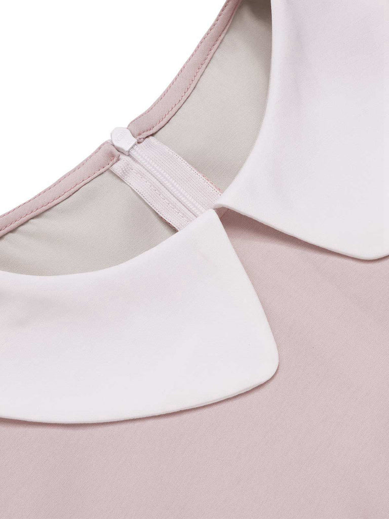 2PCS chemisier rose contrasté et robe grise des années 40
