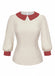 [Prévente] Chemisier blanc et rouge col Claudine colorblock des années 40