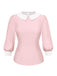 2PCS chemisier rose contrasté et robe grise des années 40