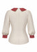 [Prévente] Chemisier blanc et rouge col Claudine colorblock des années 40