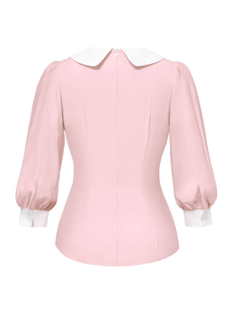 2PCS chemisier rose contrasté et robe grise des années 40