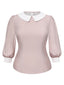 [Pré-vente] [Grande taille] Chemisier col claudine couleurs patchwork rose des années 40