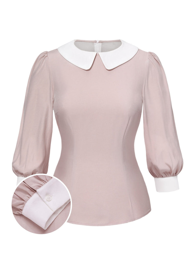 2PCS chemisier rose contrasté et robe grise des années 40
