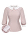 2PCS chemisier rose contrasté et robe grise des années 40