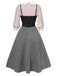 2PCS chemisier rose contrasté et robe grise des années 40