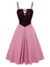 2PCS chemisier rose contrasté et robe grise des années 40