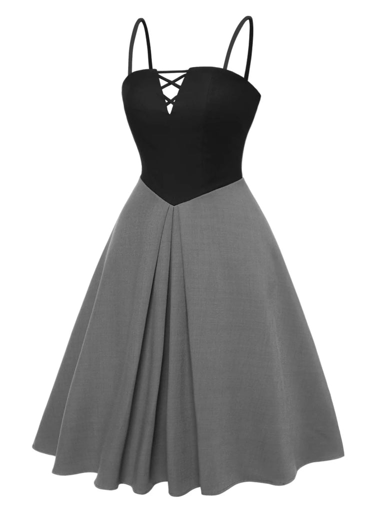 [Pré-vente] [Grande taille] 2PCS chemisier rose colorblock et robe grise des années 40
