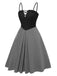 [Pré-vente] [Grande taille] 2PCS chemisier rose colorblock et robe grise des années 40