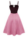 2PCS chemisier rose contrasté et robe grise des années 40