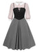 [Pré-vente] [Grande taille] 2PCS chemisier rose colorblock et robe grise des années 40