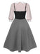 [Pré-vente] [Grande taille] 2PCS chemisier rose colorblock et robe grise des années 40