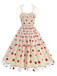 Robe à bretelles en patchwork de mailles à cœurs rouges des années 1950