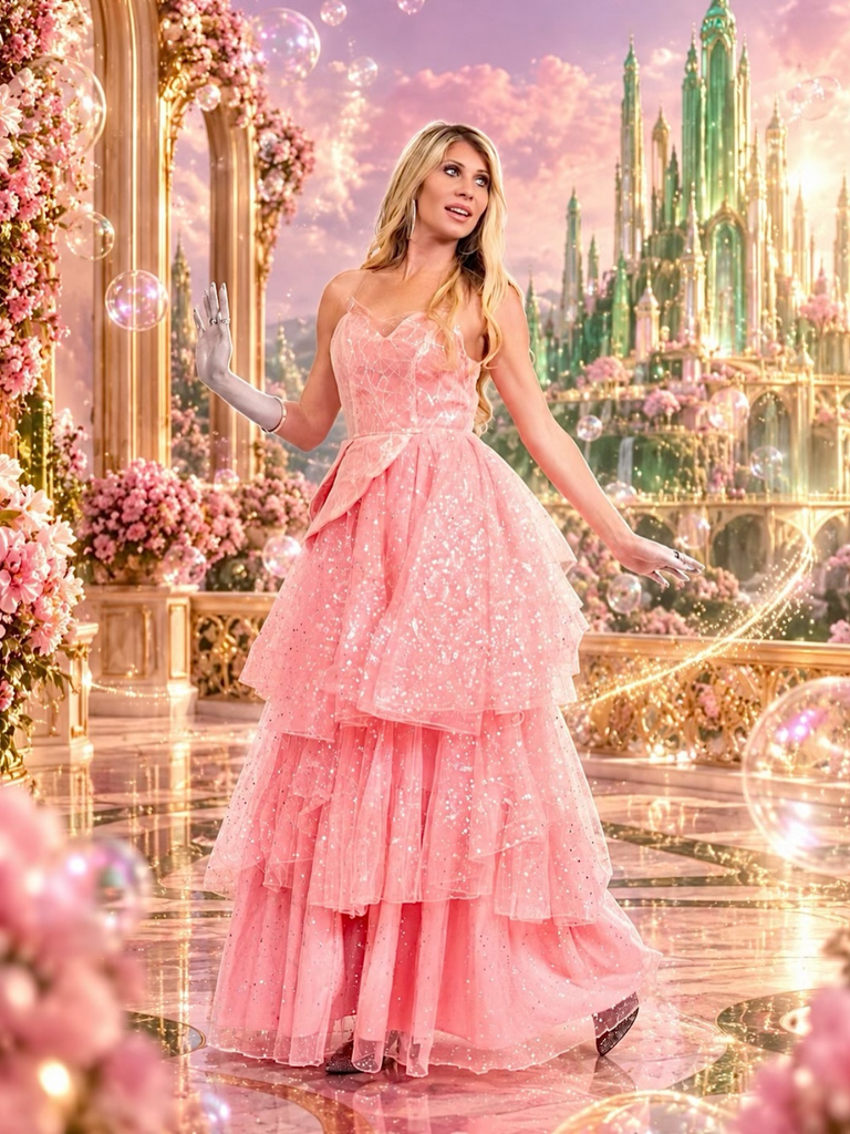 Robe trapèze en maille pailletée rose WICKED des années 1950