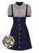 Robe bleue carreaux argyle col claudine des années 1960