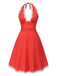 [Prévente] Robe dos nu en dentelle froncée à pois rouge des années 1950