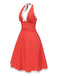[Prévente] Robe dos nu en dentelle froncée à pois rouge des années 1950
