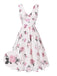 Robe rose en mousseline de soie roses col V profond des années 1940