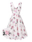 Robe rose en mousseline de soie roses col V profond des années 1940