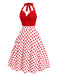 Robe rouge à pois et col licou des années 1950
