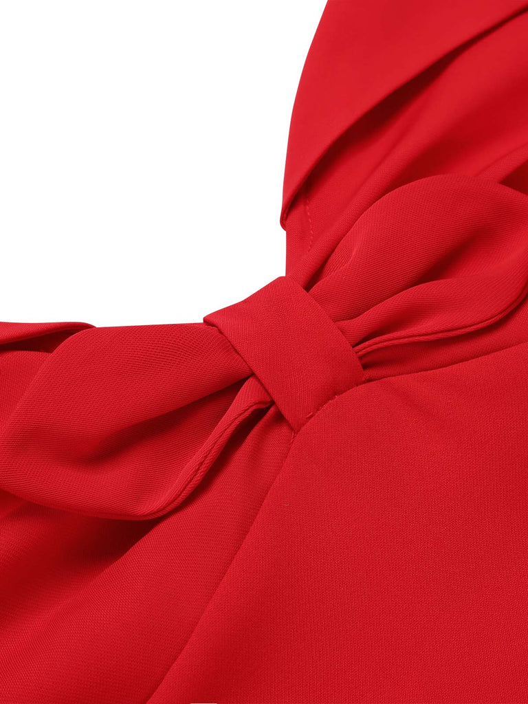 Robe rouge à pois et col licou des années 1950