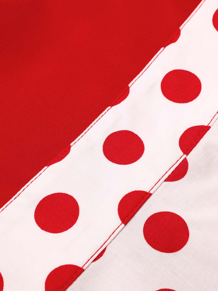 Robe rouge à pois et col licou des années 1950