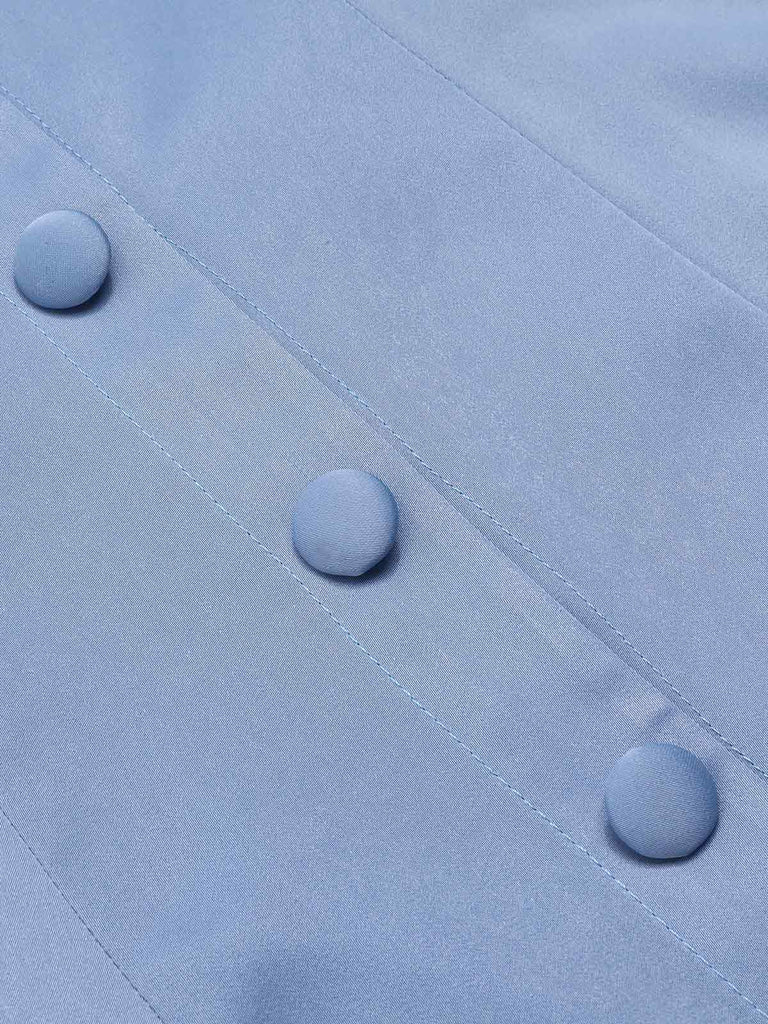 Robe patchwork en tulle bleu à épaules dénudées des années 1950