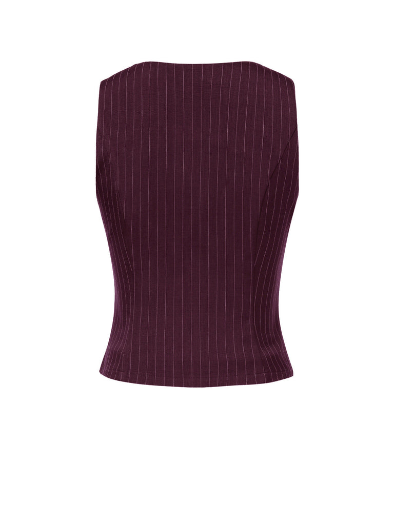 2PCS Gilet à rayures fines gris foncé et jupe plissée des années 60