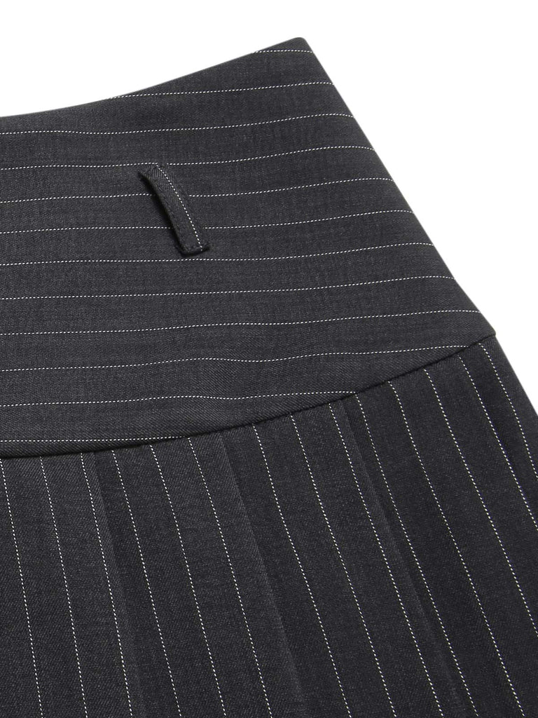 [Prévente] 2PCS Gilet à rayures fines vin rouge et jupe plissée des années 60