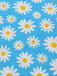 Robe dos nu marguerites bleue avec bordure en dentelle des années 1950