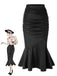 Jupe sirène asymétrique noire uni des années 1930