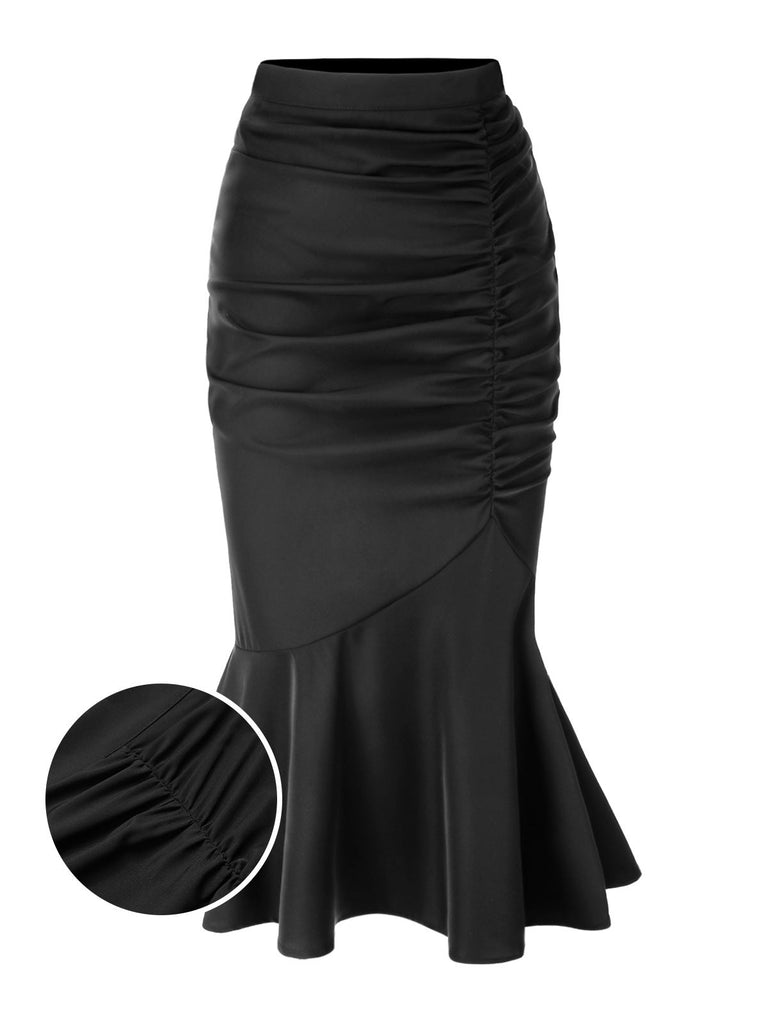 Jupe sirène asymétrique noire uni des années 1930