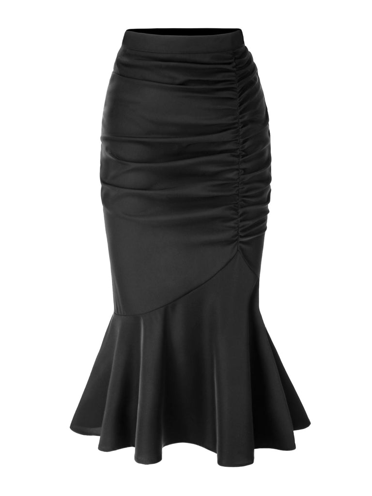 Jupe sirène asymétrique noire uni des années 1930