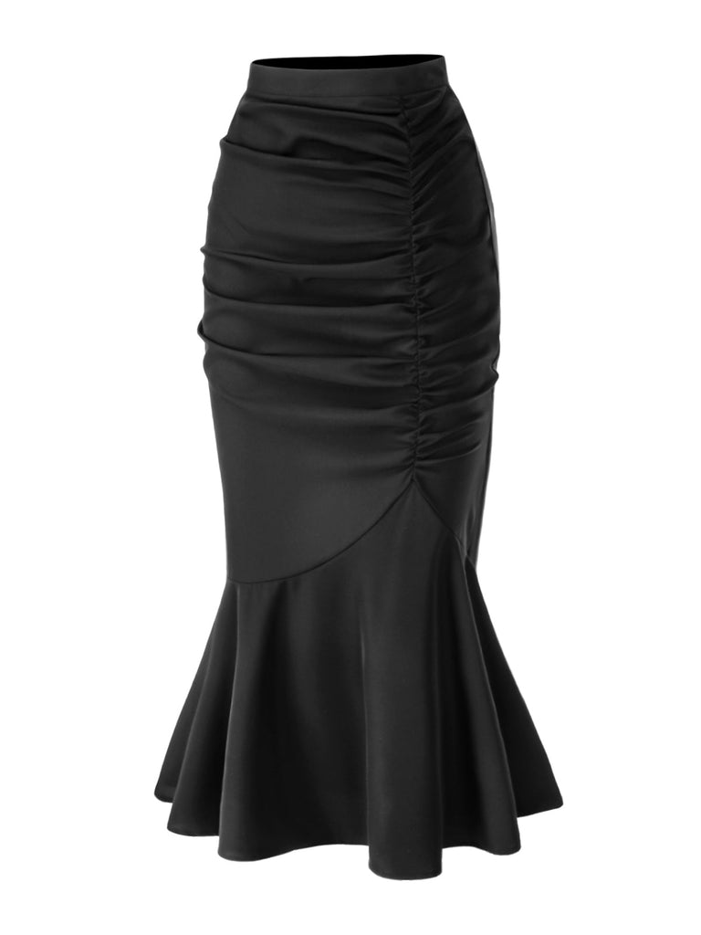 Jupe sirène asymétrique noire uni des années 1930