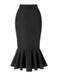 Jupe sirène asymétrique noire uni des années 1930