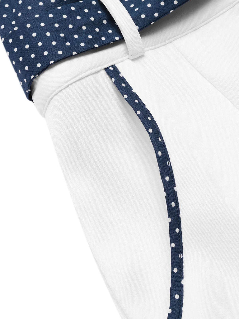 Combishort bleu à bretelles en patchwork à pois des années 1940
