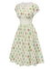 Robe beige col revers en dentelle florale des années 1940