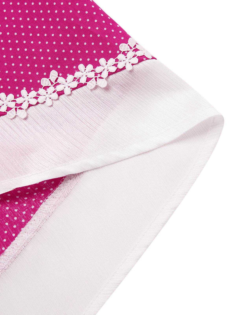 Robe de chambre en coton rose à pois des années 1950