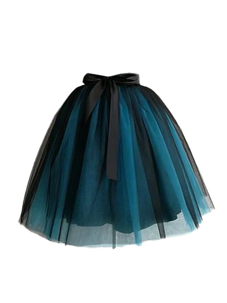 Jupon en maille avec ceinture en ruban dégradé des années 1950