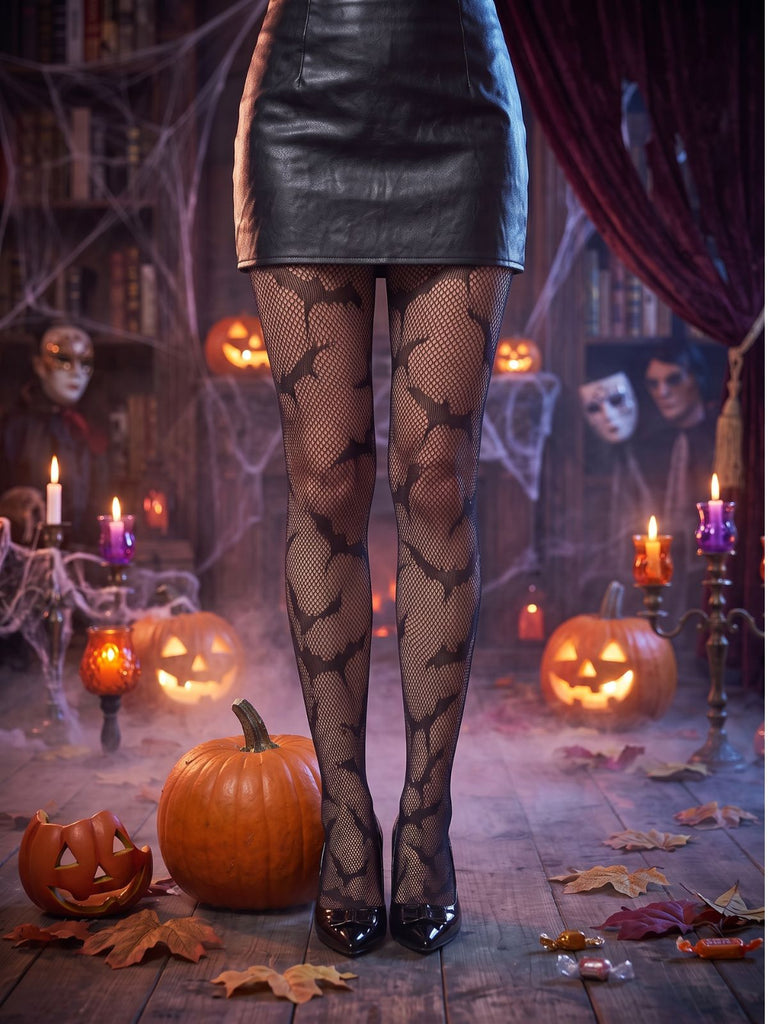 Collants noirs gothiques à imprimé Halloween - 5