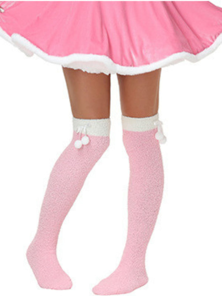 Chaussettes de Noël duveteuses au-dessus du genou à motif renne - 6