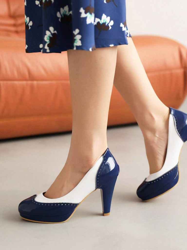 Mary Jane Patchwork Chaussures à talons hauts