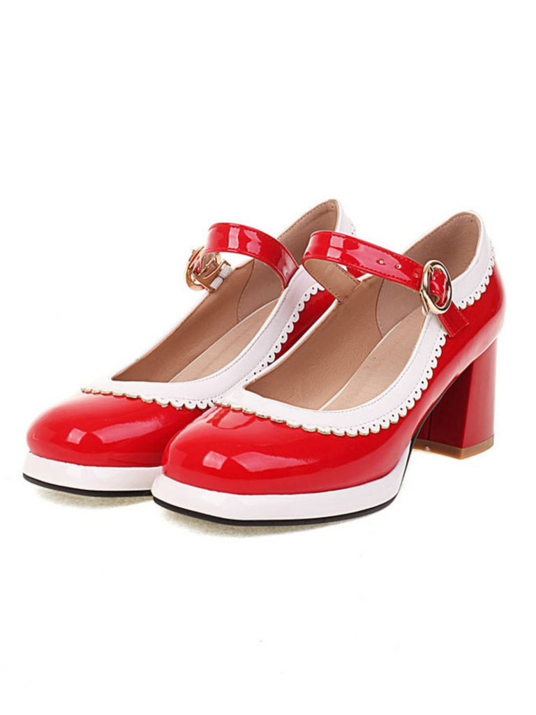 Mary Jane Patchwork Chaussures à talons hauts