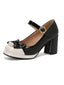 Chaussures rétro mary jane en cuir colorblock avec nœud papillon