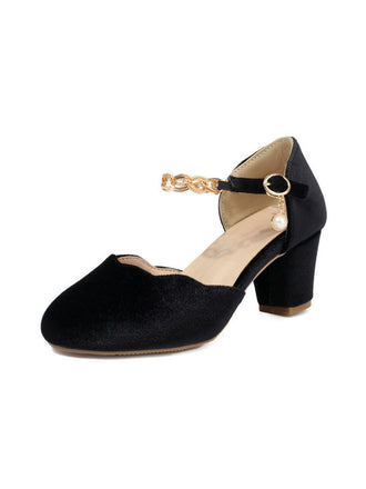Chaussures à talons hauts en flanelle avec chaßne dorée